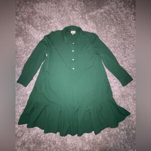 Pomander Place by Tuckernuck Hunter Green Crepe Callahan Shirt Dress sz M Mini